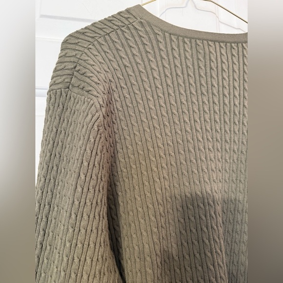 Jones NY Signature Moss Green Cable Knit Cardigan 3X NWT V Neck Buttons Stretch - Picture 6 of 7